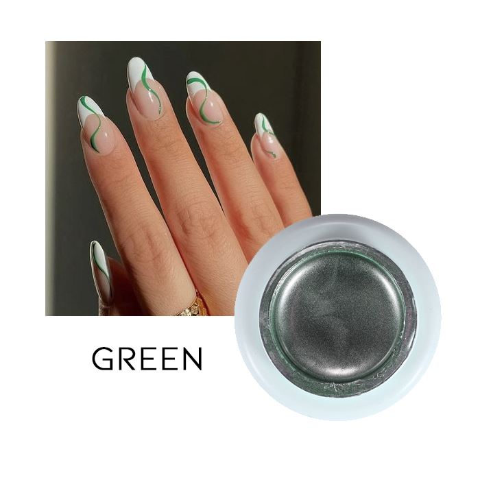 Mirror Shine 3D Nail Gel Nail Every Day And Night Green 1pc 