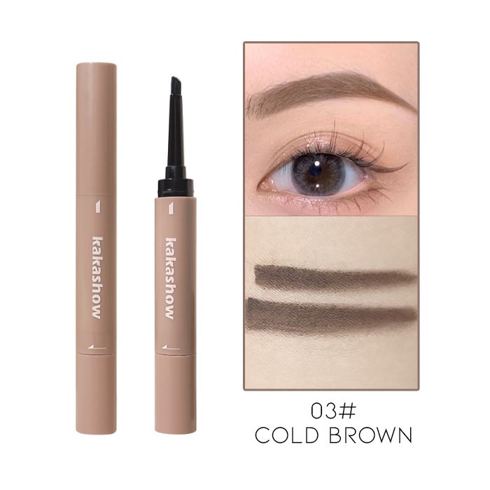 Cream to Powder Long Lasting Brow Brush Make-up Every Day And Night 03# Cold Brown 1pc 