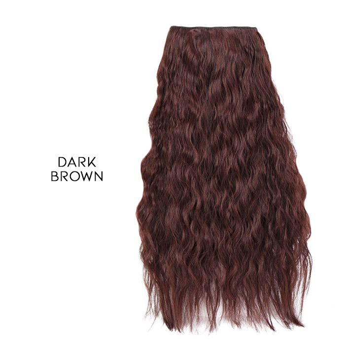 Seamless Clip-in 55cm Wavy Hair Extension Hair Styling Tools Every Day And Night Dark Brown 1pc 