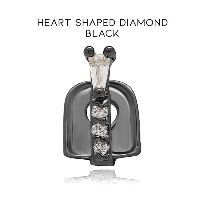 Teeth Gap Filling Grillz Jewelry Apparel & Accessories Every Day And Night Heart-Shaped Diamond - Black 1pc 