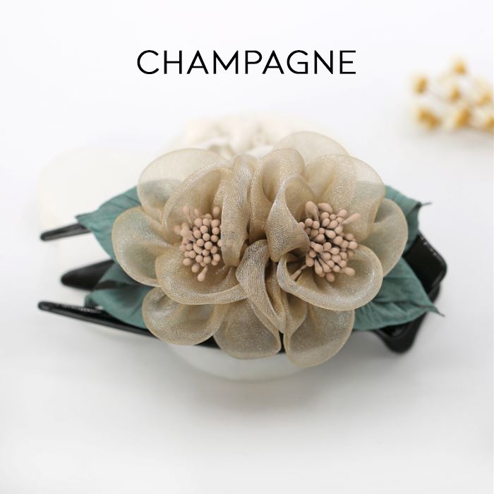 Elegant Floral Hair Clip Hair Styling Tools Every Day And Night Champagne 1pc 