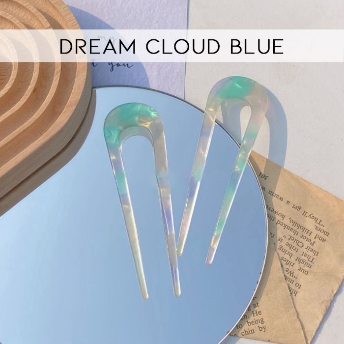 Vintage Style U-Shape Hair Fork Hair Styling Tools Every Day And Night Dream Cloud Blue 1pc 