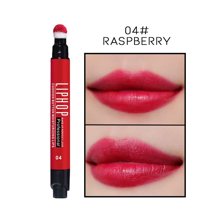 Gradient Lips Build-in Sponge Liquid Lipstick Make-up Every Day And Night 04# Raspberry 1pc 