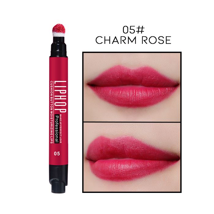 Gradient Lips Build-in Sponge Liquid Lipstick Make-up Every Day And Night 05# Charm Rose 1pc 