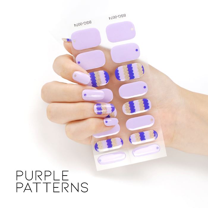 Time Saving Semi-Cured Gel Nail Sticker Nail Every Day And Night Purple Patterns 