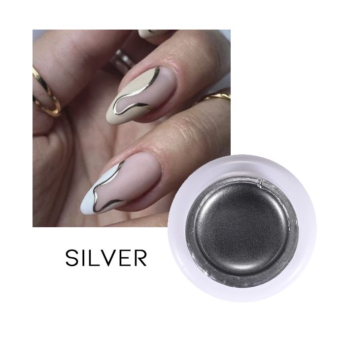 Mirror Shine 3D Nail Gel Nail Every Day And Night Silver 1pc 