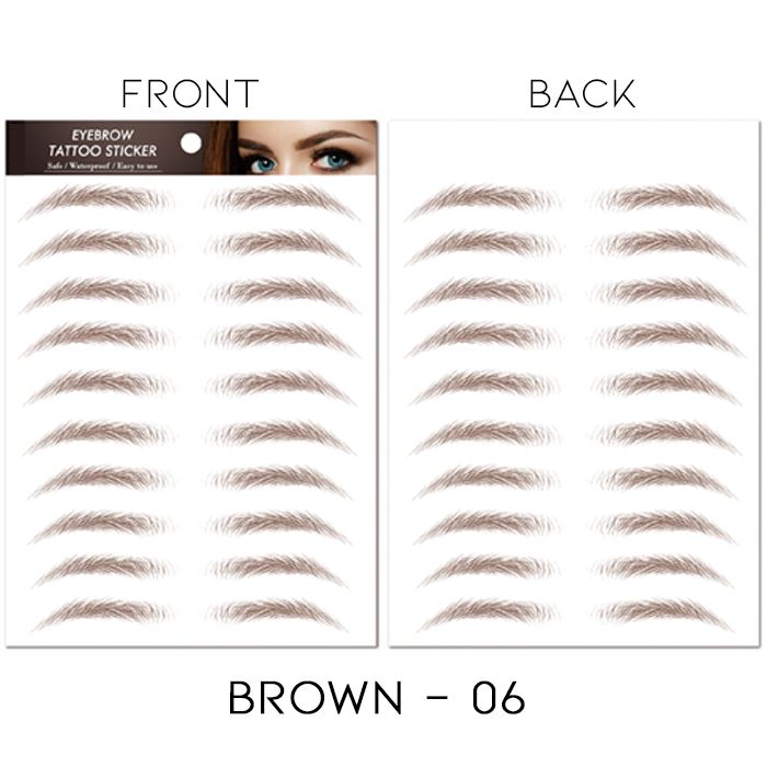 Waterproof Realistic Eyebrows Tattoo Sticker Make-up Every Day And Night Brown 06 1 Set