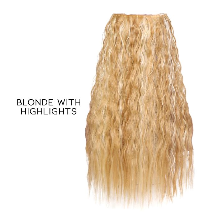 Seamless Clip-in 55cm Wavy Hair Extension Hair Styling Tools Every Day And Night Blonde with Highlights 1pc 