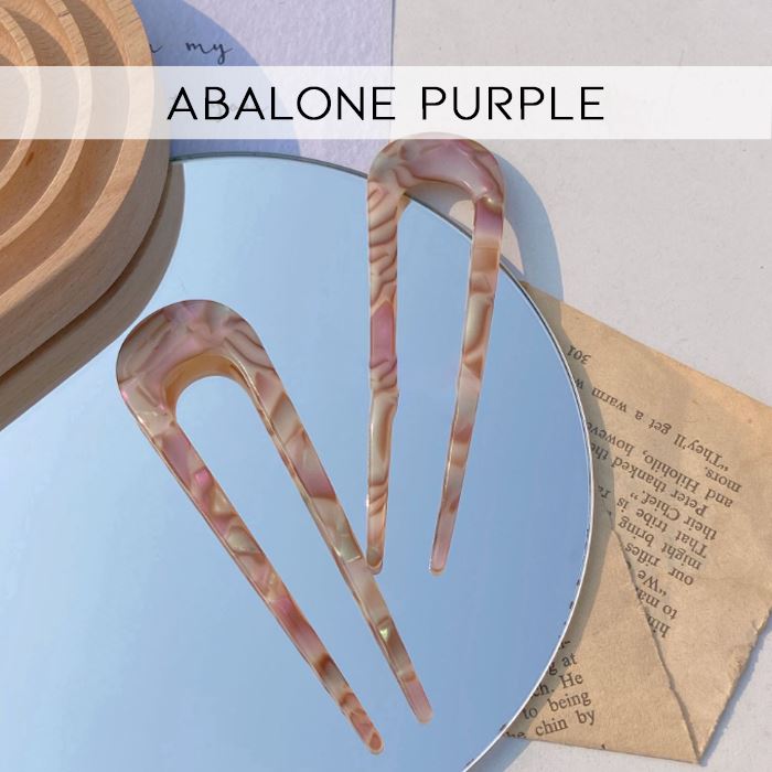 Vintage Style U-Shape Hair Fork Hair Styling Tools Every Day And Night Abalone Purple 1pc 