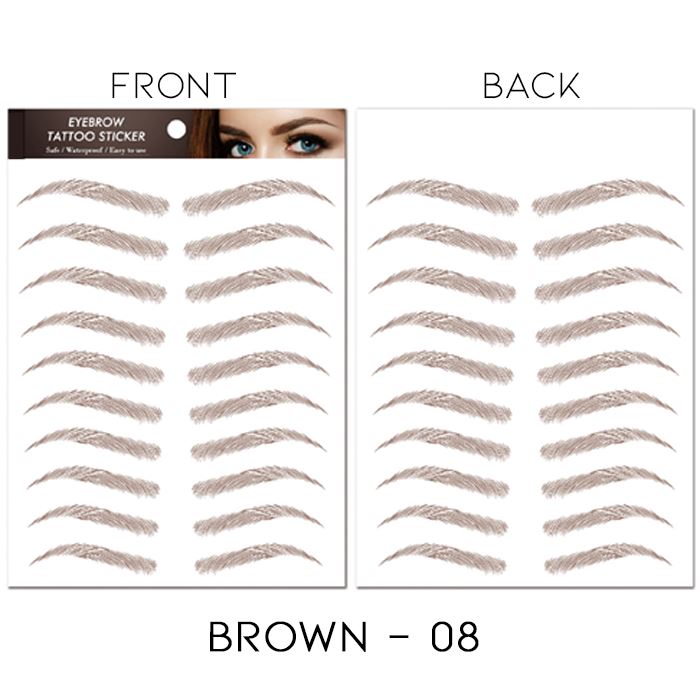 Waterproof Realistic Eyebrows Tattoo Sticker Make-up Every Day And Night Brown 08 1 Set