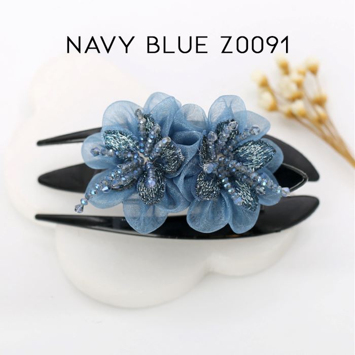 Elegant Floral Hair Clip Hair Styling Tools Every Day And Night Navy Blue Z0091 1pc 