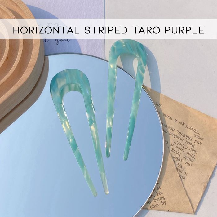 Vintage Style U-Shape Hair Fork Hair Styling Tools Every Day And Night Horizontal Striped Taro Purple 1pc 