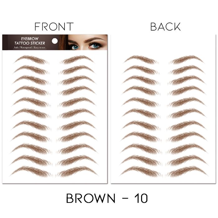 Waterproof Realistic Eyebrows Tattoo Sticker Make-up Every Day And Night Brown 10 1 Set