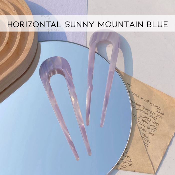 Vintage Style U-Shape Hair Fork Hair Styling Tools Every Day And Night Horizontal Sunny Mountain Blue 1pc 