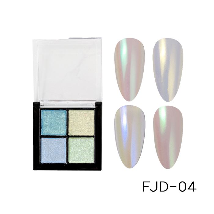 4 Color Nail Mirror Chrome Solid Powder Palette Nail Every Day And Night FJG-04 White Ocean Set 