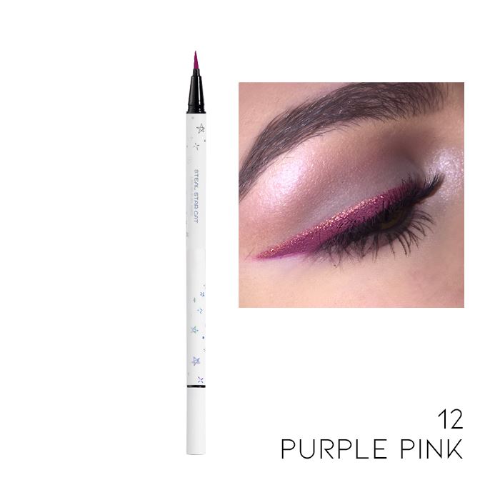 12HRS Waterproof Brush Tip Liquid Eyeliner Make-up Every Day And Night Purple Pink 1pc 