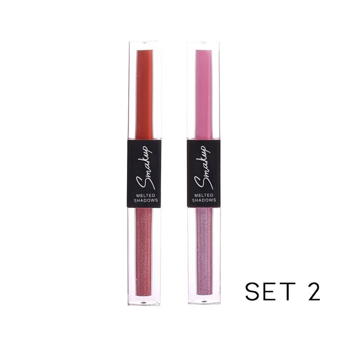 Matt & Glitter 2-In-1 Liquid Eyeshadow Make-up Every Day And Night Set 2 Red & Pink (2pcs 25% OFF) $10.5 Each 1pc 