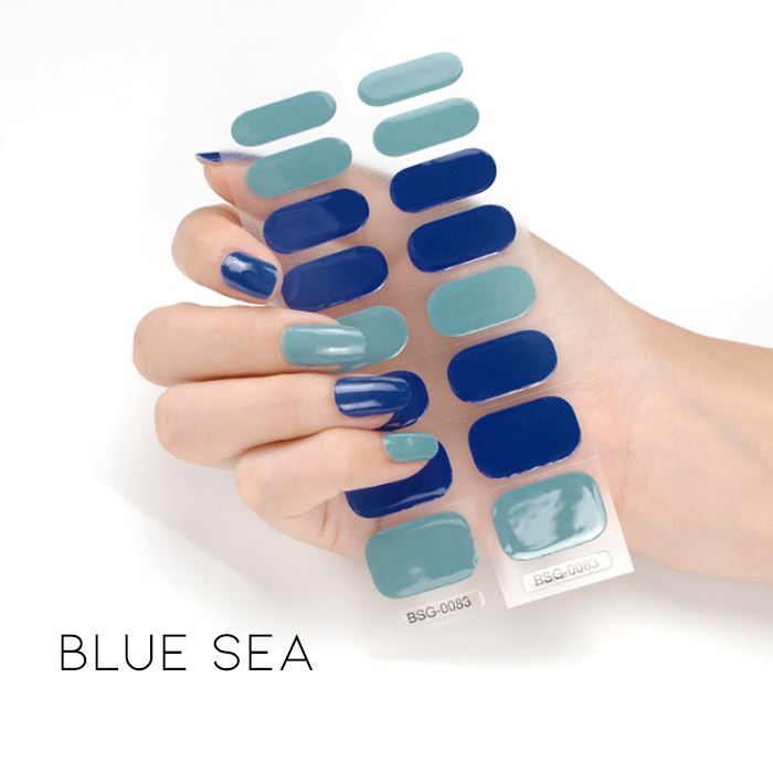 Time Saving Semi-Cured Gel Nail Sticker Nail Every Day And Night Blue Sea 