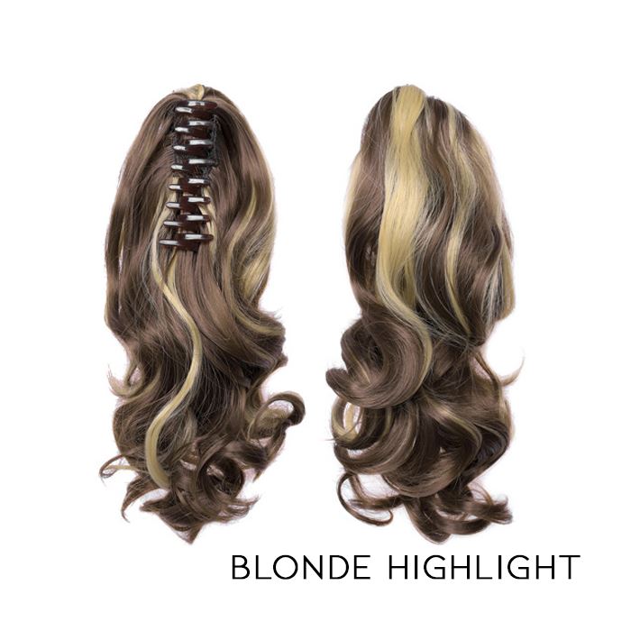 Clip-On Curly Ponytail Hair Extension Hair Styling Tools Every Day And Night Blonde Highlight 