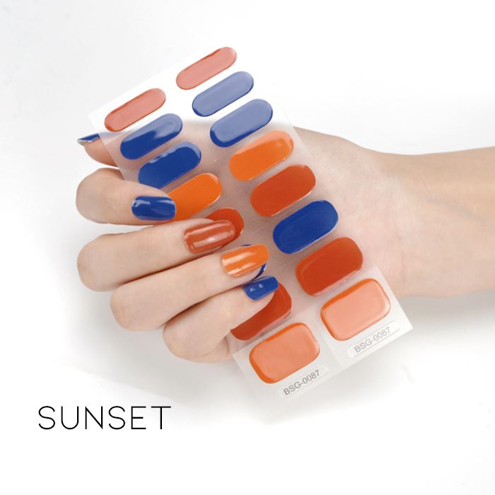 Time Saving Semi-Cured Gel Nail Sticker Nail Every Day And Night Sunset 