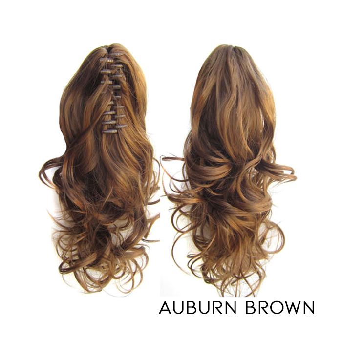 Clip-On Curly Ponytail Hair Extension Hair Styling Tools Every Day And Night Auburn Brown 