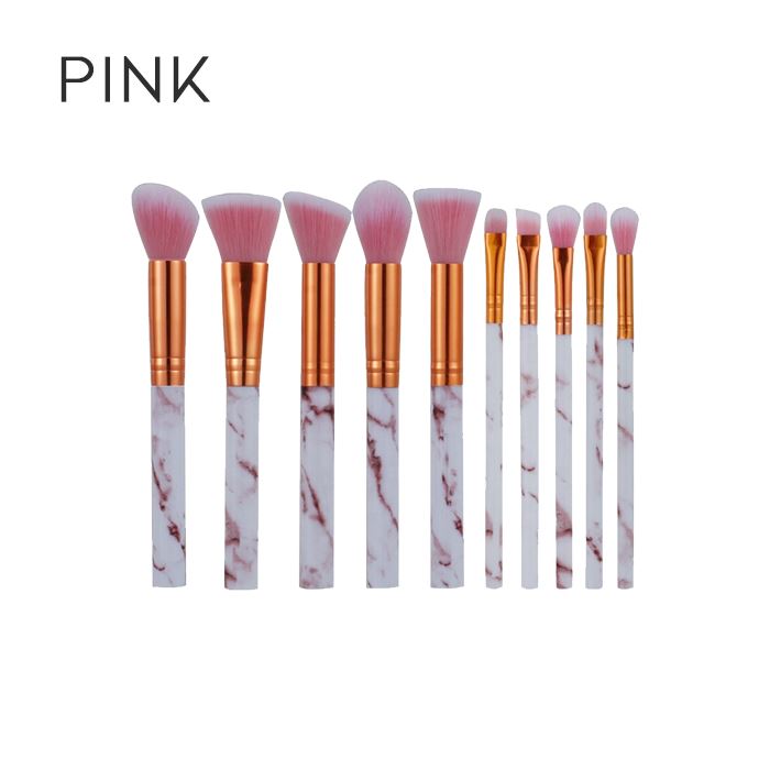 Beginner Marble Makeup Brush Set Make-up Every Day And Night Pink 