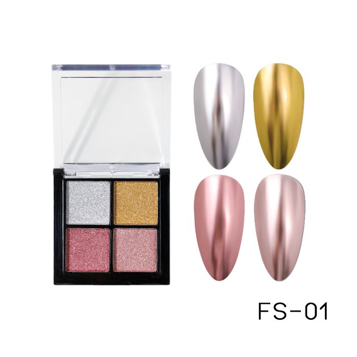 4 Color Nail Mirror Chrome Solid Powder Palette Nail Every Day And Night 