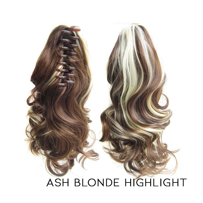 Clip-On Curly Ponytail Hair Extension Hair Styling Tools Every Day And Night Ash Blonde Highlight 