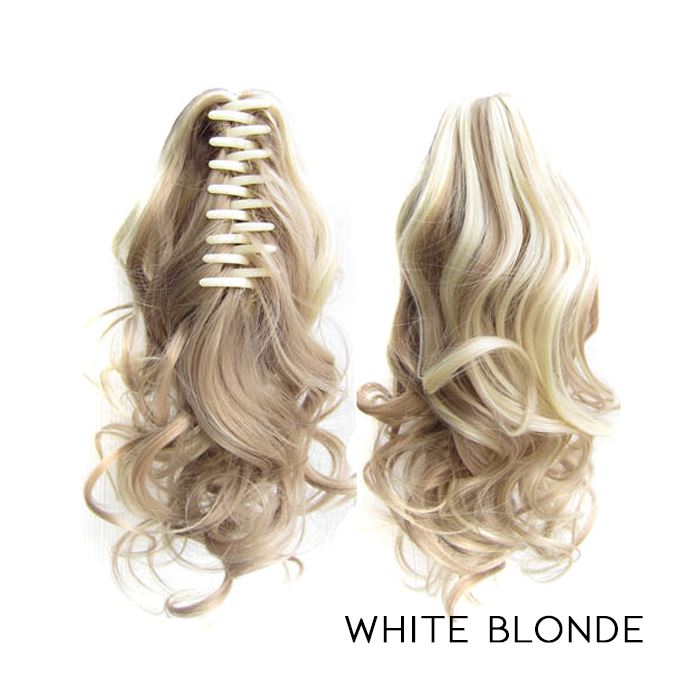 Clip-On Curly Ponytail Hair Extension Hair Styling Tools Every Day And Night White Blonde 