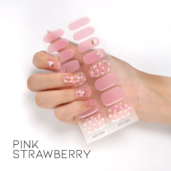 Time Saving Semi-Cured Gel Nail Sticker Nail Every Day And Night Pink Strawberry 