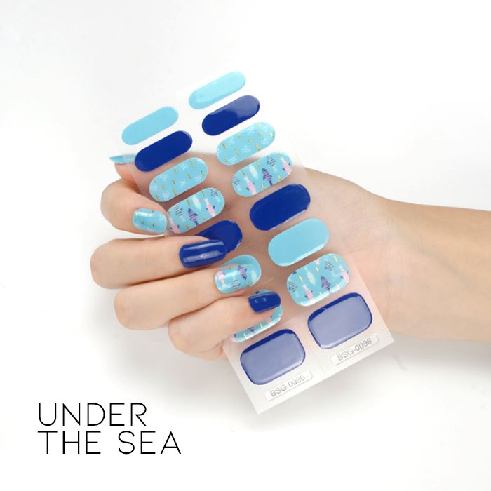Time Saving Semi-Cured Gel Nail Sticker Nail Every Day And Night Under the Sea 