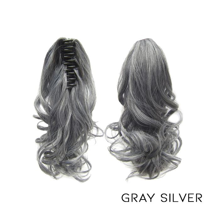 Clip-On Curly Ponytail Hair Extension Hair Styling Tools Every Day And Night Gray Silver 