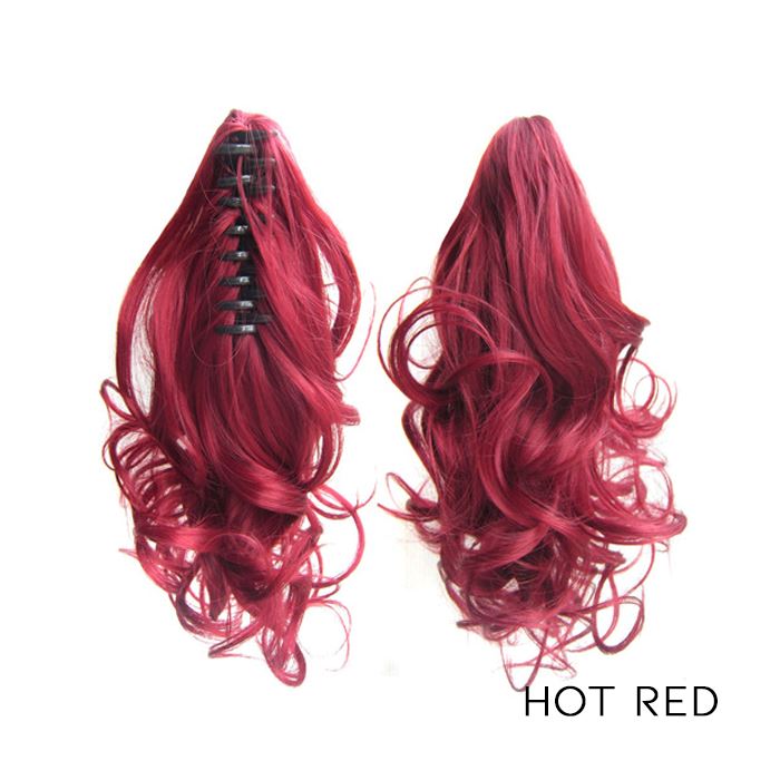 Clip-On Curly Ponytail Hair Extension Hair Styling Tools Every Day And Night Hot Red 