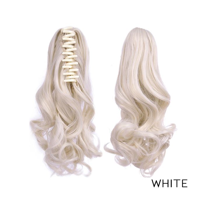 Clip-On Curly Ponytail Hair Extension Hair Styling Tools Every Day And Night White 