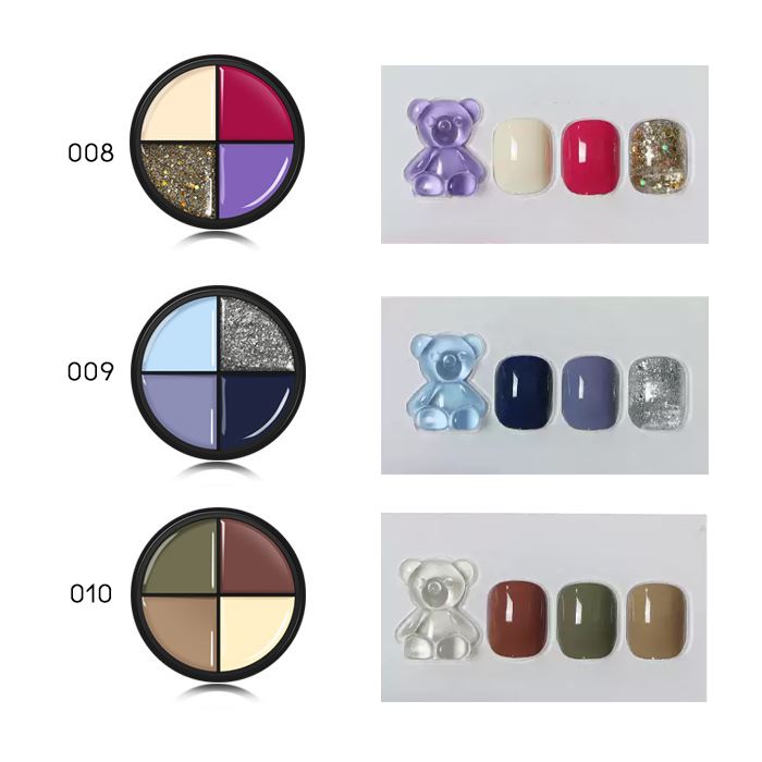 4-in-1 Cream-Like Nail Gel (Solid Color) Nail Every Day And Night 008 Glitter Magenta & Purple 
