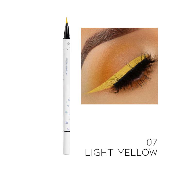12HRS Waterproof Brush Tip Liquid Eyeliner Make-up Every Day And Night Light Yellow 1pc 