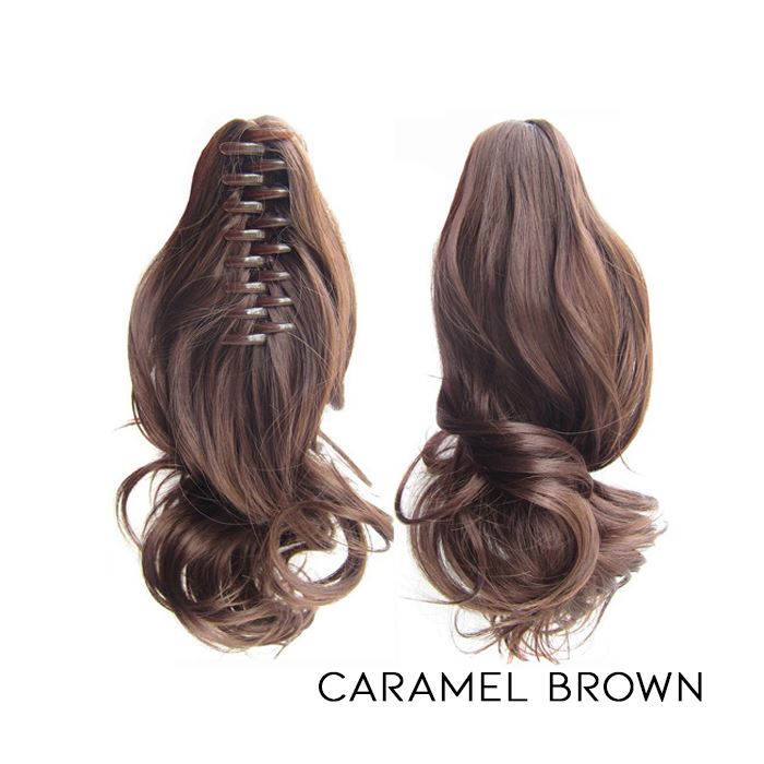 Clip-On Curly Ponytail Hair Extension Hair Styling Tools Every Day And Night Caramel Brown 