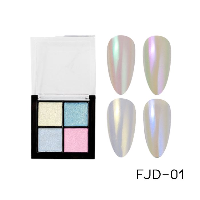 4 Color Nail Mirror Chrome Solid Powder Palette Nail Every Day And Night FJG-01 Pearl Tone 