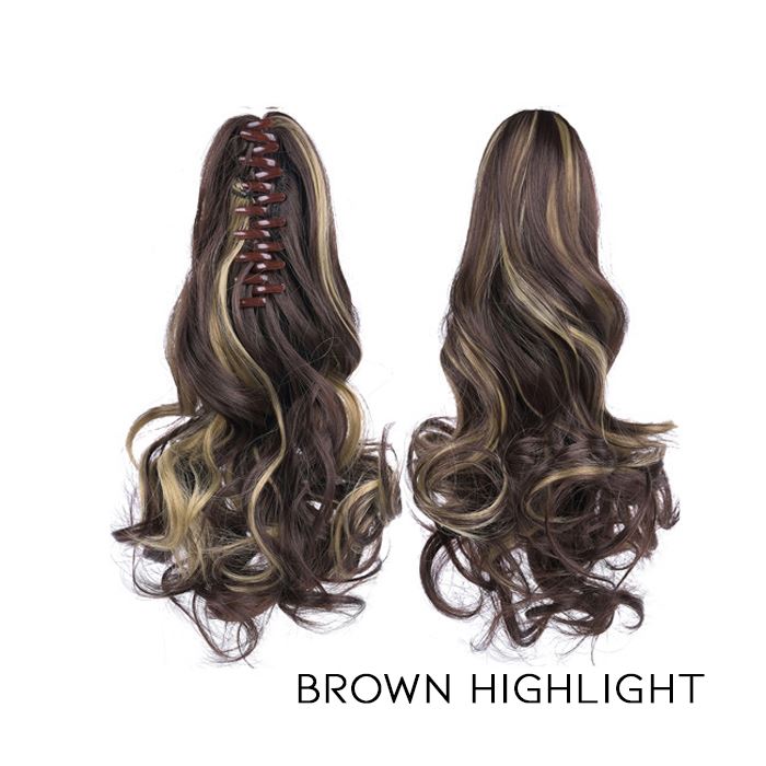 Clip-On Curly Ponytail Hair Extension Hair Styling Tools Every Day And Night Brown Highlight 
