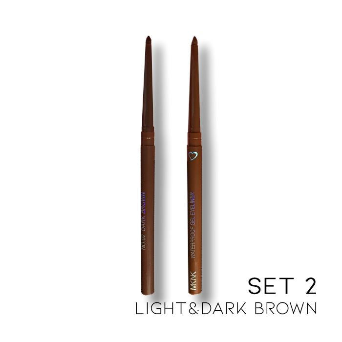 12HRS Waterproof Precise Gel Eyeliner Pen Every Day And Night Set 2 (Light&Dark Brown) 2 pcs (45% OFF) $5.5each 