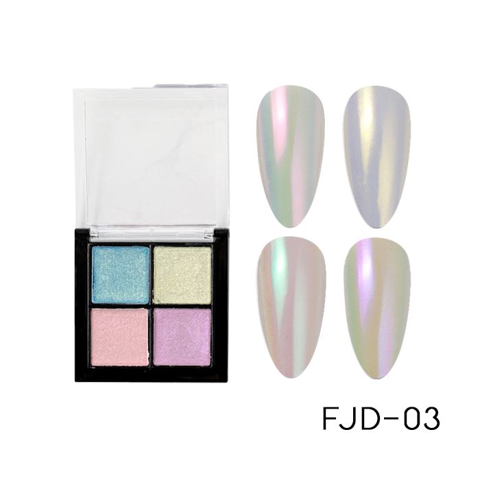 4 Color Nail Mirror Chrome Solid Powder Palette Nail Every Day And Night FJG-03 Light Pastel Tone 