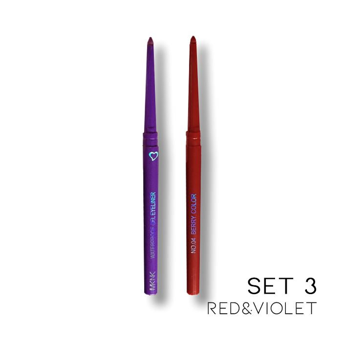 12HRS Waterproof Precise Gel Eyeliner Pen Every Day And Night Set 3 (Red&Violet) 2 pcs (45% OFF) $5.5each 
