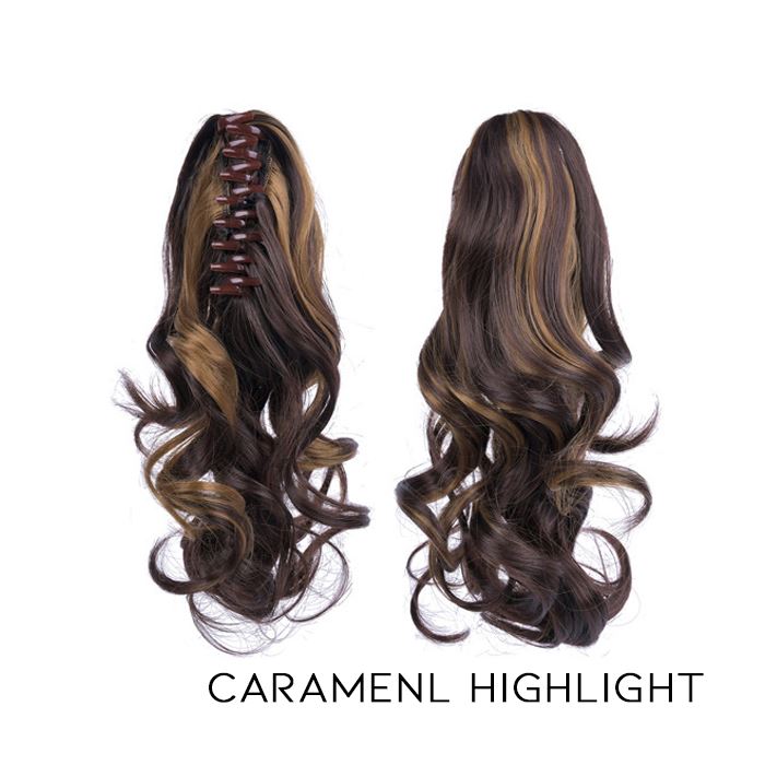 Clip-On Curly Ponytail Hair Extension Hair Styling Tools Every Day And Night Caramel Highlight 