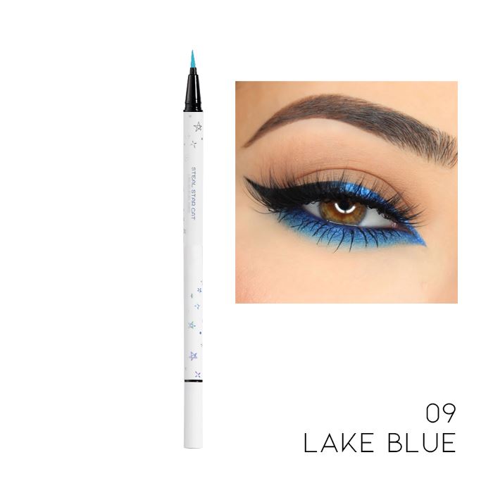 12HRS Waterproof Brush Tip Liquid Eyeliner Make-up Every Day And Night Lake Blue 1pc 