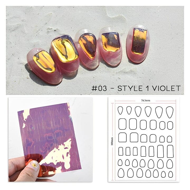 Ice Cube Aurora Nail Sticker 6pcs Set Nail Every Day And Night 