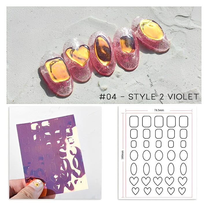 Ice Cube Aurora Nail Sticker 6pcs Set Nail Every Day And Night 