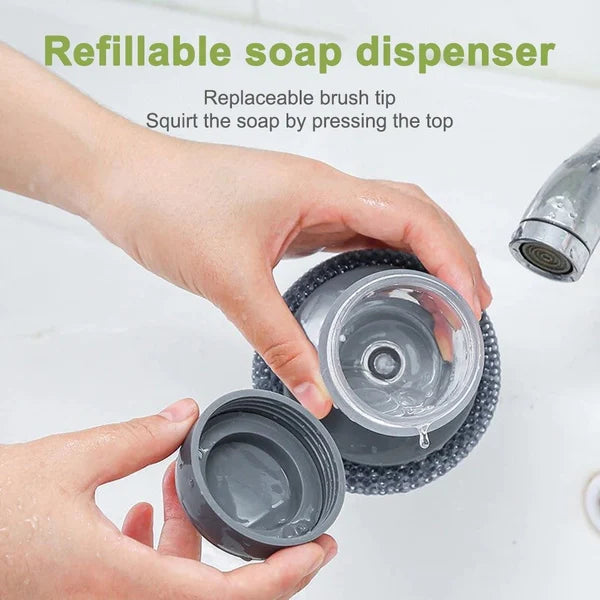 Soap Dispensing Palm Brush Storage Set - Free 2 Replacement Brushes