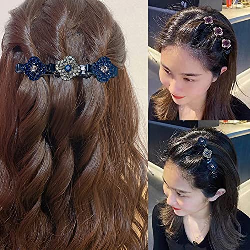 Sparkling Crystal Stone Braided Hair Clips