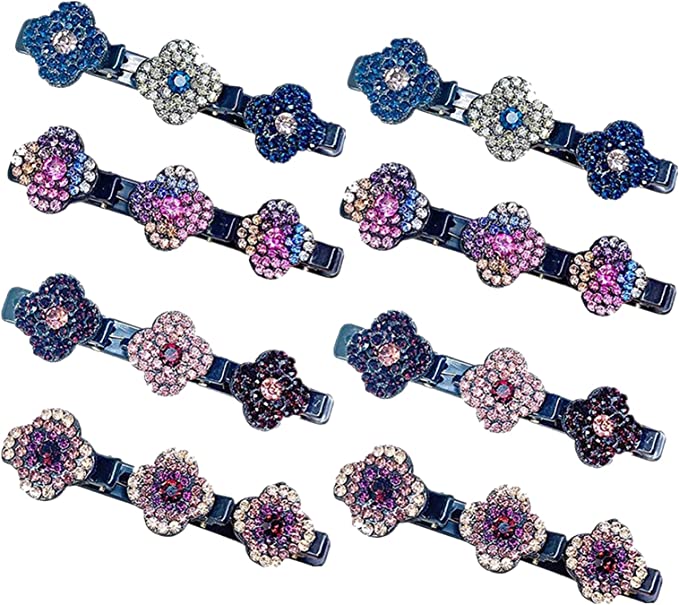 Sparkling Crystal Stone Braided Hair Clips
