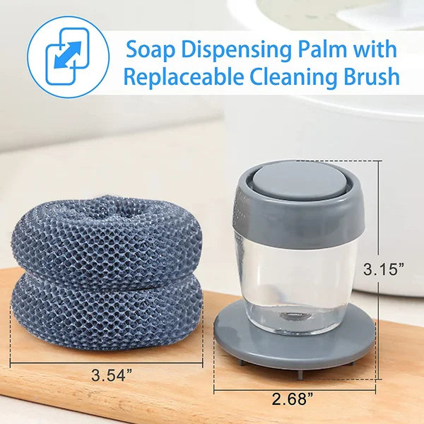 Soap Dispensing Palm Brush Storage Set - Free 2 Replacement Brushes